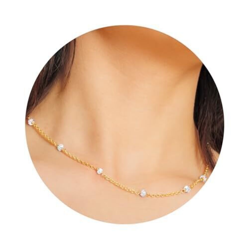 2469 Clear Quartz Necklace , Premium Beaded Gold Necklaces - Tarnish Free
